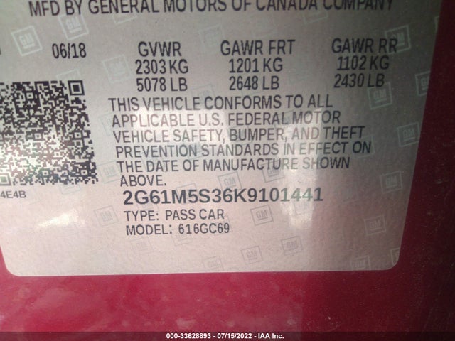 2019 Cadillac XTS, VIN: 2G61M5S36K9101441