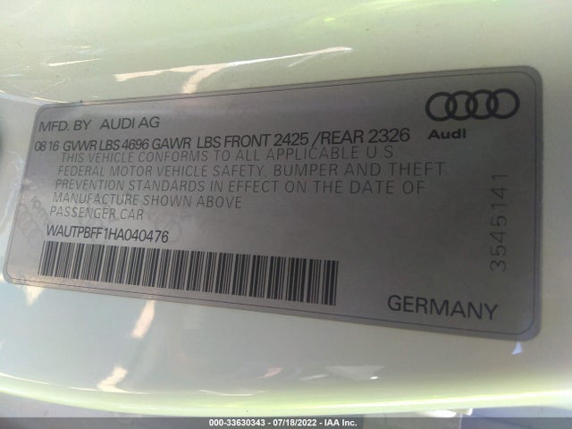 2017 Audi A3, VIN: WAUTPBFF1HA040476