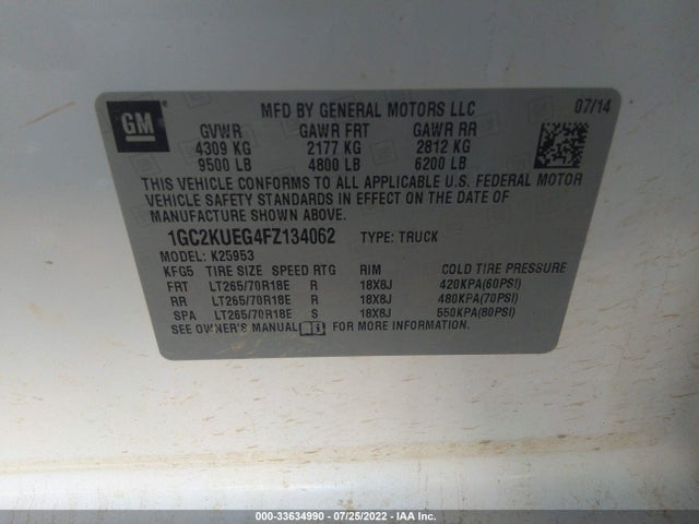 Chevrolet Silverado 2500hd Wt 2015 1GC2KUEG4FZ134062 Image 9
