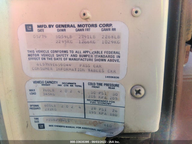 Cadillac Eldorado 1979 6L57N9E659044 Image 10