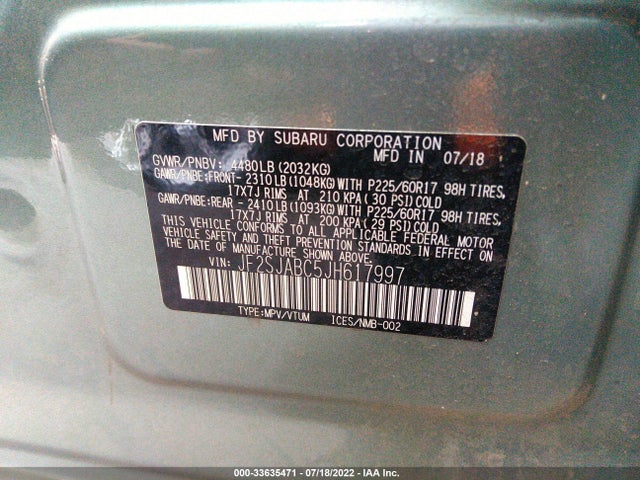Subaru Forester 2018 JF2SJABC5JH617997 Image 9