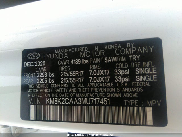 2021 Hyundai Kona, VIN: KM8K2CAA3MU717451