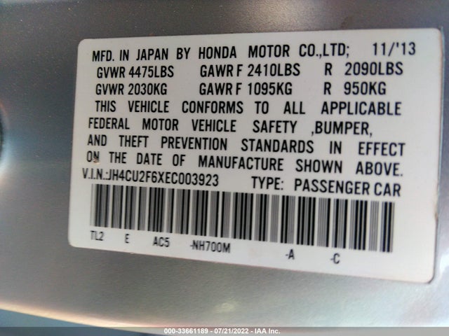 2014 Acura TSX, VIN: JH4CU2F6XEC003923