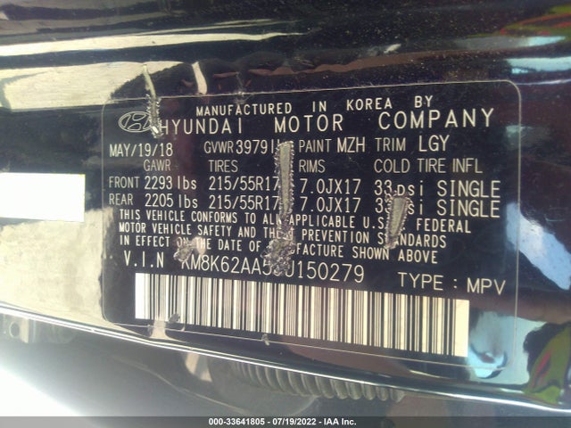 2018 Hyundai Kona, VIN: KM8K62AA5JU150279