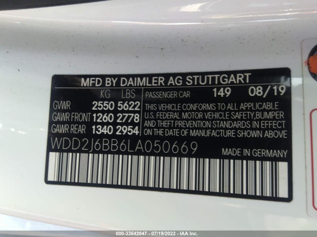 2020 Mercedes-Benz CLS-Class, VIN: WDD2J6BB6LA050669