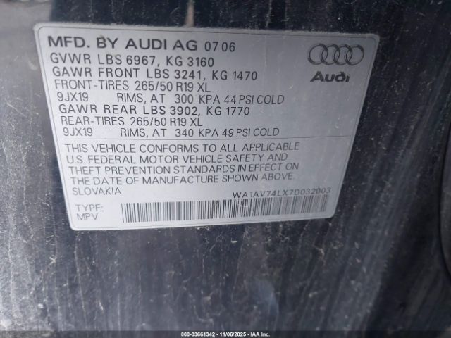 2007 AUDI Q7 WA1AV74LX7D032003 Photo 8
