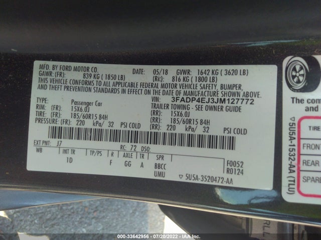 2018 Ford Fiesta, VIN: 3FADP4EJ3JM127772