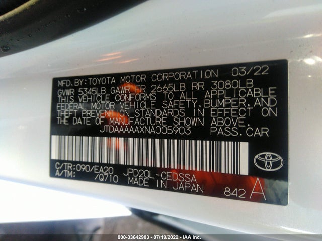 2022 Toyota Mirai, VIN: JTDAAAAAXNA005903