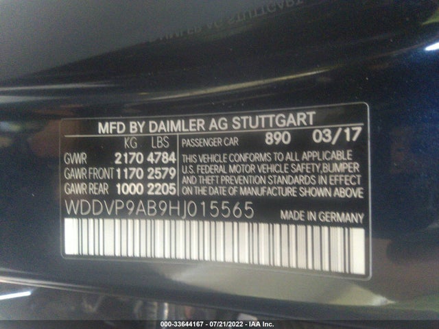 2017 Mercedes-Benz B-Class, VIN: WDDVP9AB9HJ015565