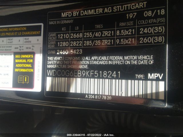 WDC0G6EB9KF518241 Mercedes-Benz Glc Amg Glc 43