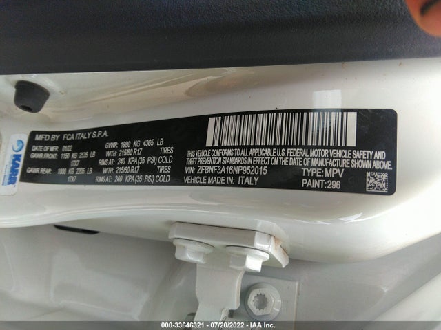 2022 Fiat 500X, VIN: ZFBNF3A16NP952015