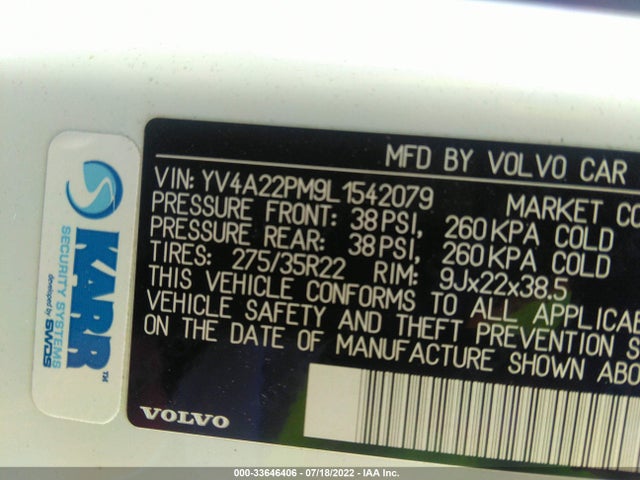2020 Volvo XC90, VIN: YV4A22PM9L1542079