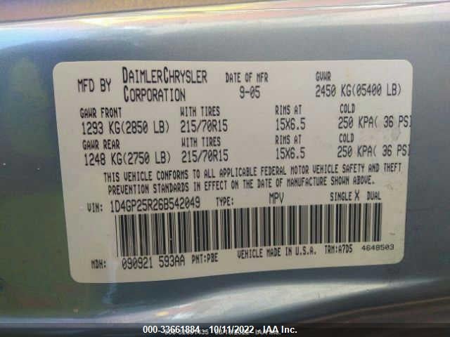 Dodge CARAVAN SE 2006 1D4GP25R26B542049 Image 9