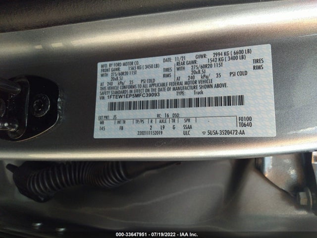 2021 Ford F-150, VIN: 1FTEW1EP5MFC39093