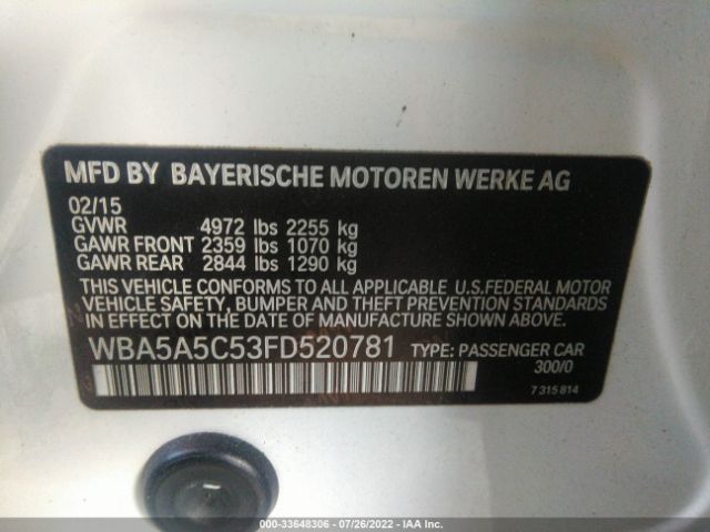2015 BMW 528I WBA5A5C53FD520781 Photo 8