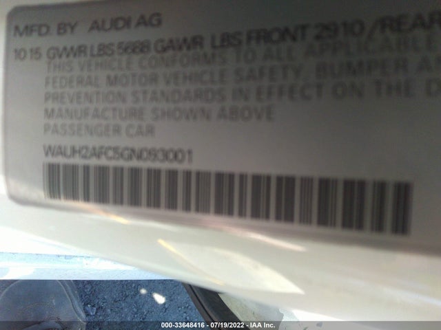 2016 Audi S6, VIN: WAUH2AFC5GN093001