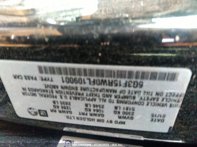 2015 Chevrolet SS, VIN: 6G3F15RW0FL109001