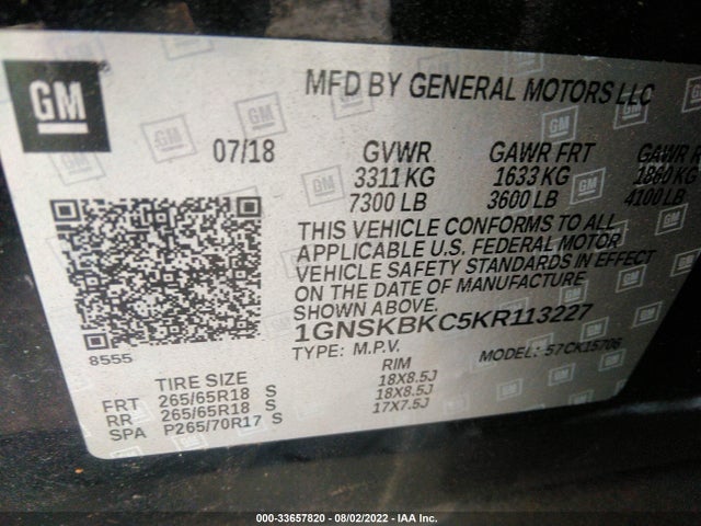 Chevrolet Tahoe Lt 2019 1GNSKBKC5KR113227 Image 9