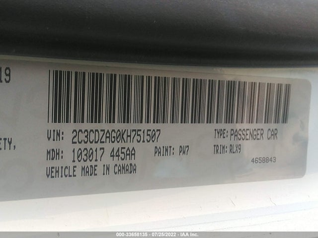 Dodge Challenger Sxt 2019 2C3CDZAG0KH751507 Image 9