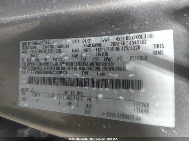 2022 Ford F-250, VIN: 1FT7W2B60NEC53873