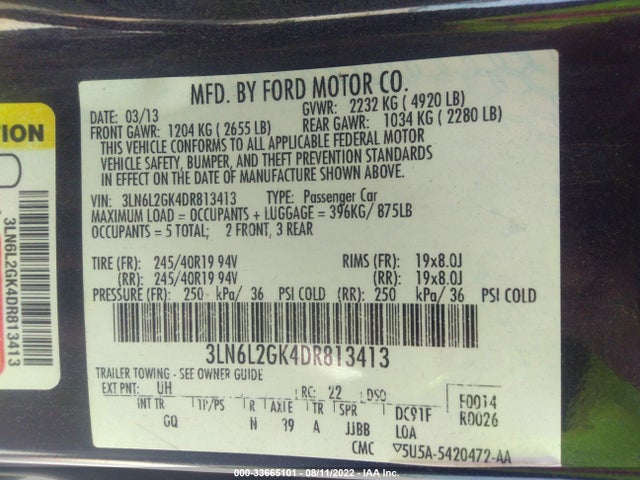 Lincoln MKZ 2013 3LN6L2GK4DR813413 Image 13