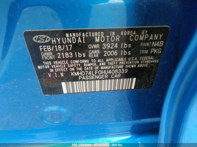 Hyundai ELANTRA SE 2017 KMHD74LF0HU408339 Image 9