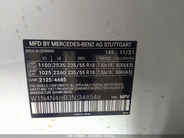 2022 Mercedes-Benz GLA-Class, VIN: W1N4N4HB3NJ348546