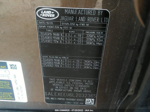 2020 Land Rover Defender, VIN: SALEXEEU6L2032365