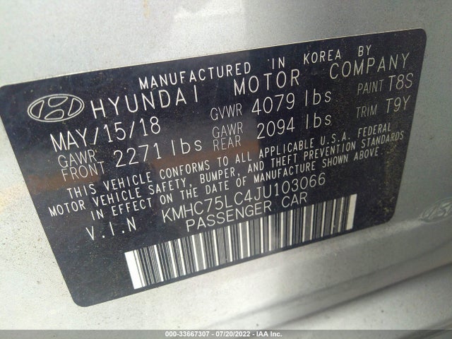 2018 Hyundai Ioniq, VIN: KMHC75LC4JU103066