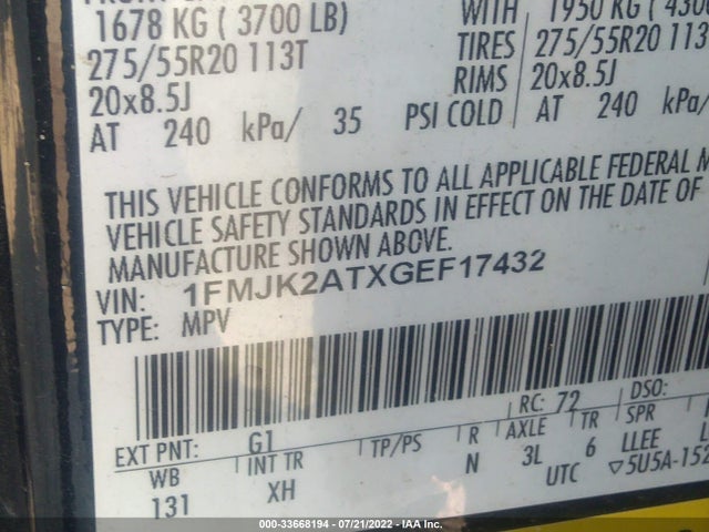 2016 Ford Expedition, VIN: 1FMJK2ATXGEF17432