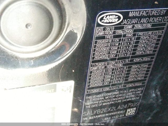 SALYB2EX2LA247929 Land Rover RANGE ROVER VELAR