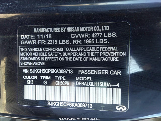 2019 Infiniti QX30, VIN: SJKCH5CP6KA009713