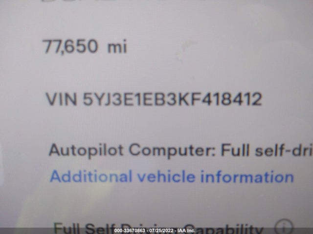 Tesla MODEL 3 2019 5YJ3E1EB3KF418412 Image 10