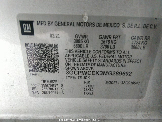 Chevrolet Silverado 1500 Lt 2021 3GCPWCEK3MG289692 Image 9