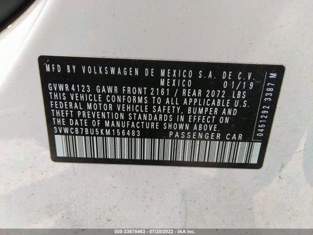 Volkswagen Jetta 2019 3VWCB7BU5KM156483 Image 9