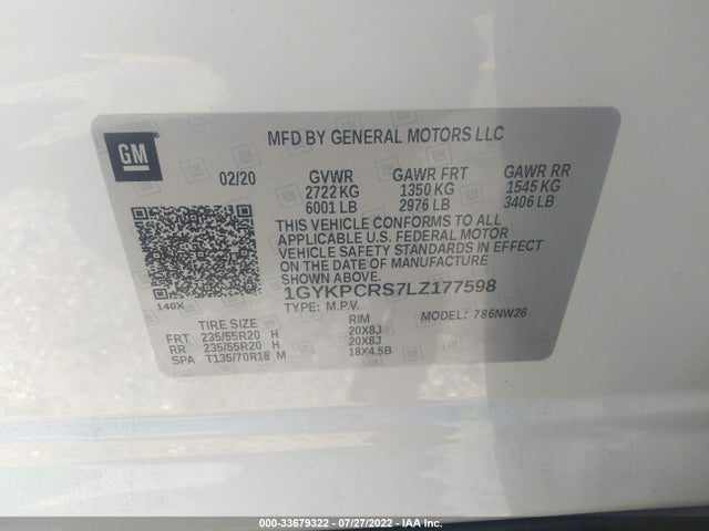2020 Cadillac XT6, VIN: 1GYKPCRS7LZ177598