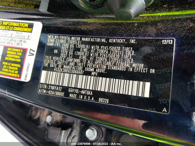 2014 Toyota Venza, VIN: 4T3ZK3BBXEU066687