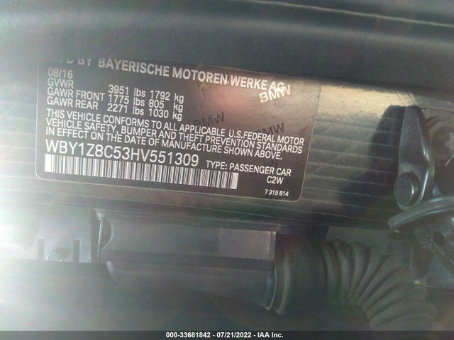 2017 BMW i3, VIN: WBY1Z8C53HV551309