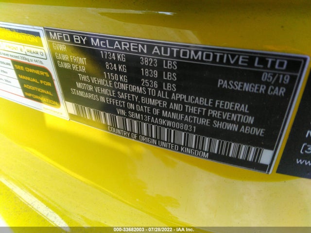2019 McLaren 570S, VIN: SBM13FAA9KW008031