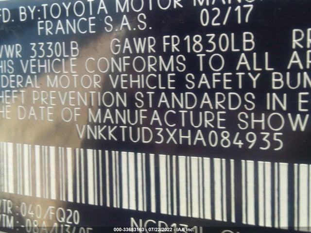 2017 Toyota Yaris, VIN: VNKKTUD3XHA084935