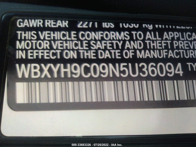 2022 BMW X2, VIN: WBXYH9C09N5U36094
