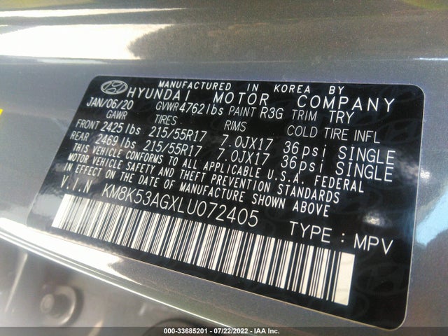 2020 Hyundai Kona, VIN: KM8K53AGXLU072405