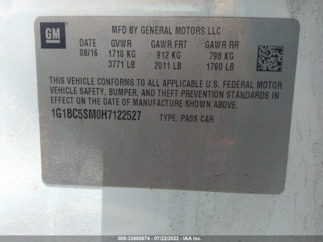 Chevrolet CRUZE LS 2017 1G1BC5SM0H7122527 Image 11