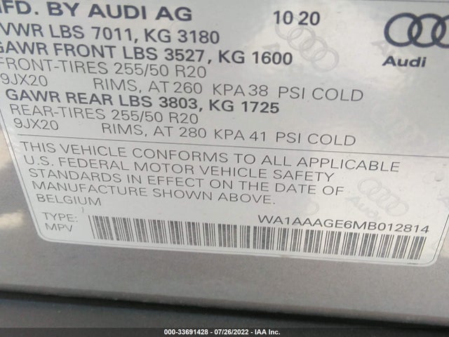 2021 Audi e-tron, VIN: WA1AAAGE6MB012814