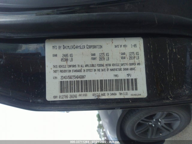 2005 DODGE MAGNUM RT VIN: 2D4GV58275H646807