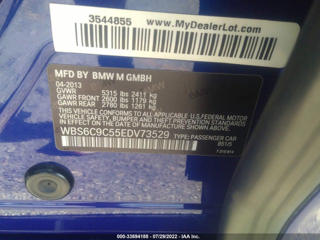 2014 BMW M6, VIN: WBS6C9C55EDV73529