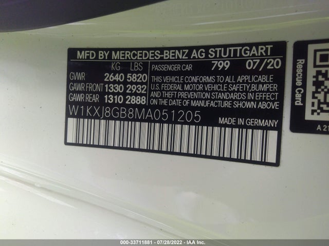 2021 Mercedes-Benz S-Class, VIN: W1KXJ8GB8MA051205