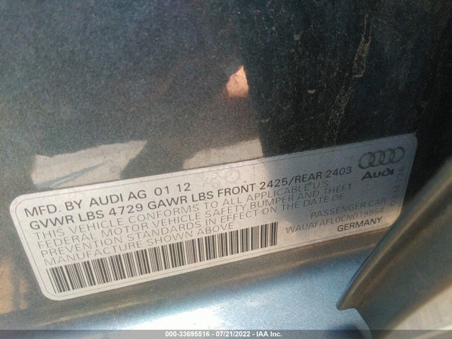 WAUAFAFL0CN019954 Audi A4 2.0t Premium