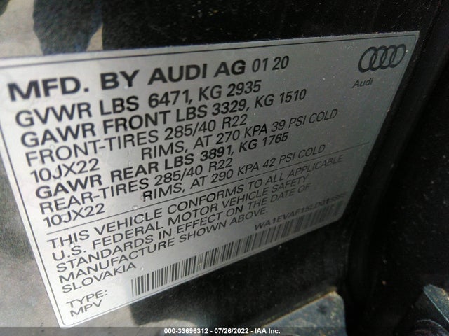 2020 Audi Q8, VIN: WA1EVAF15LD013895