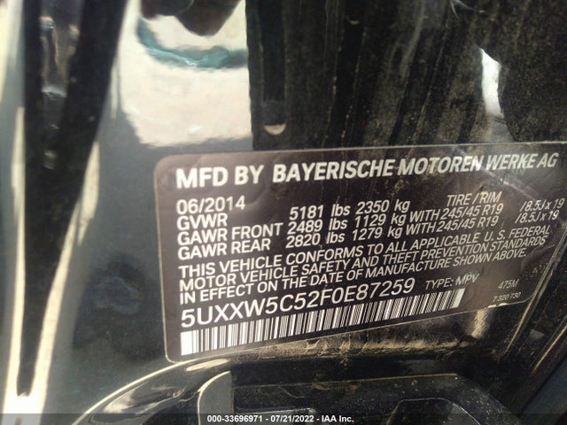 2015 BMW X4, VIN: 5UXXW5C52F0E87259